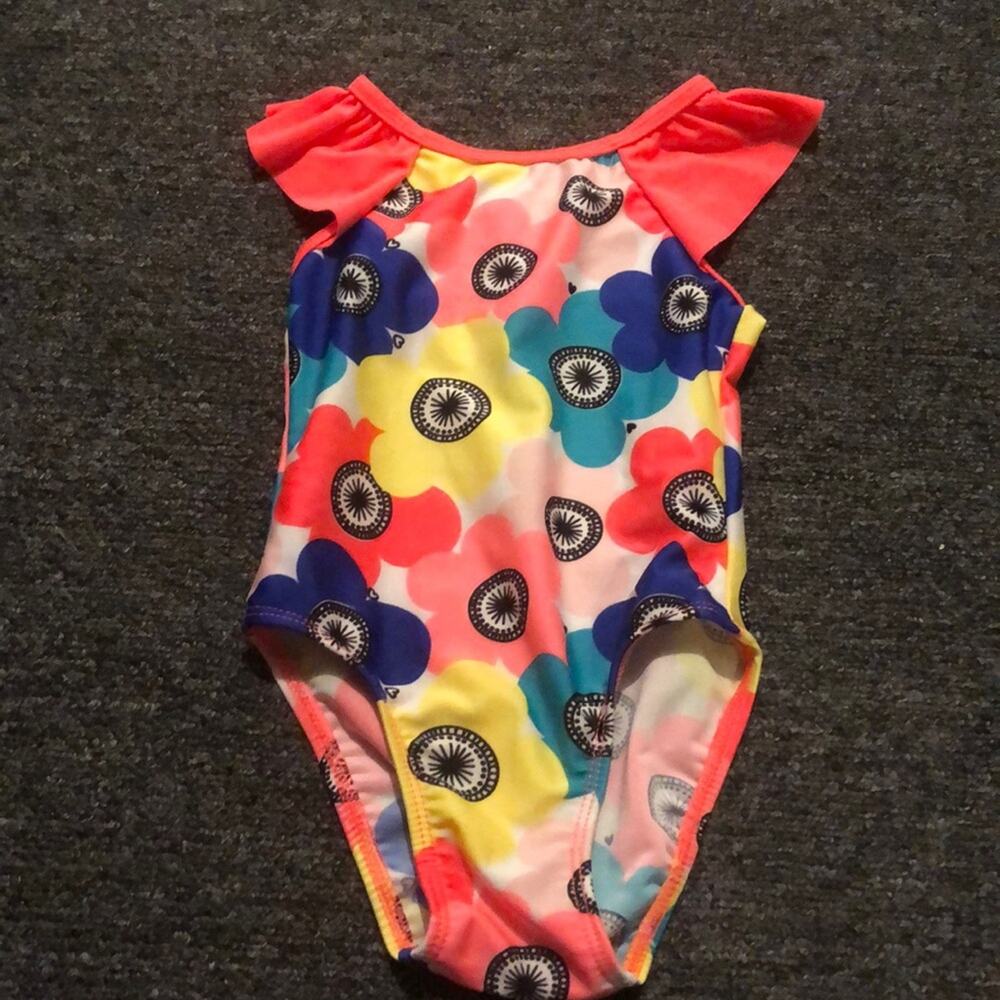 Cat & Jack Brand Girl's size 18 Month Neon Floral Swimsuit One Piece Bright